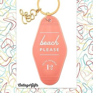 Retro Repro Vtg Motel Beach Please Keychain Tag